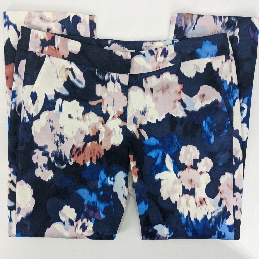 SAINT TROPEZ WEST Floral Watercolor Cropped Pants